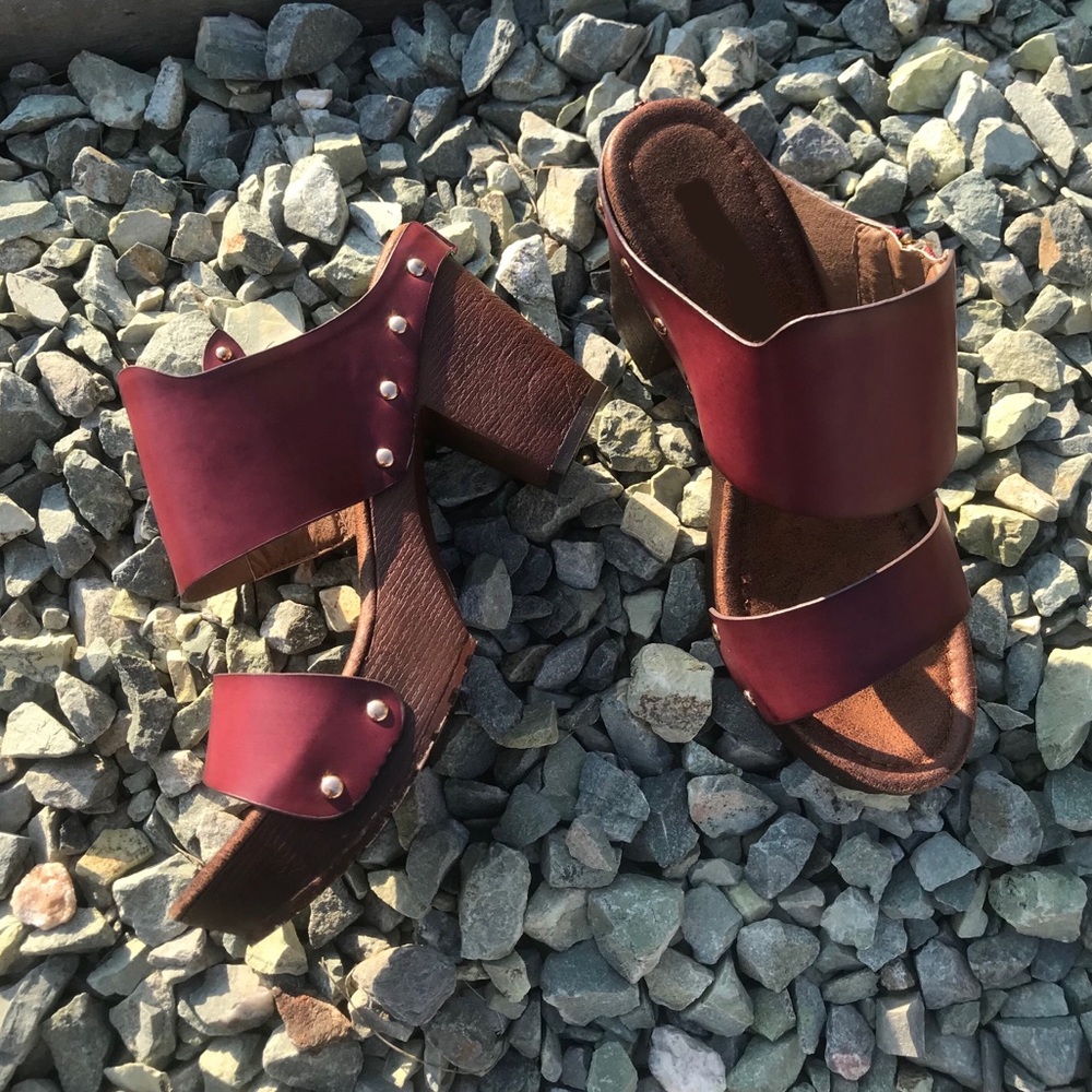Wine chunky platform clog sandals✨ - Picture 3 of 6